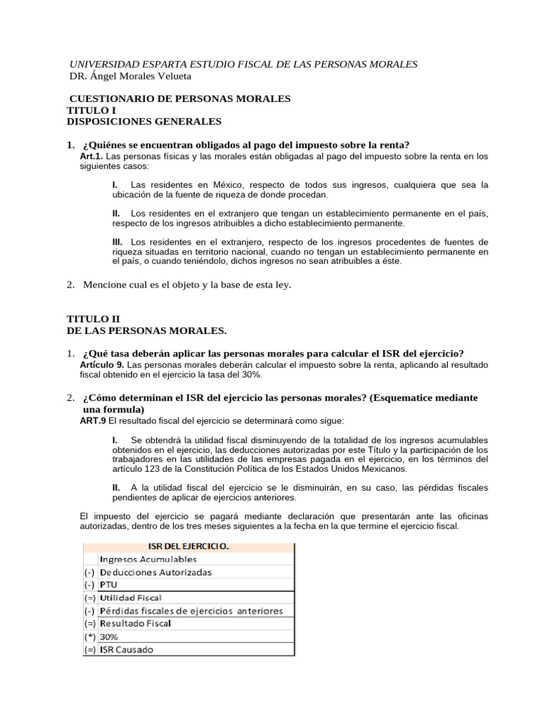 Estudio Fiscal para Personas Morales | PDF | Impuesto sobre la renta ...