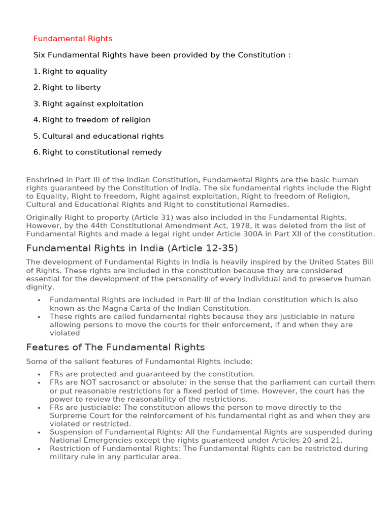 Overview of Fundamental Rights in India | PDF | Taxes | Government