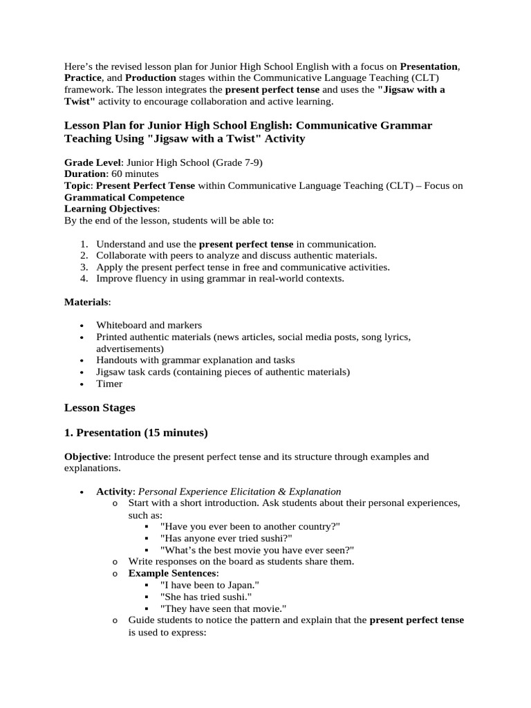 ANOTHER-SAMPLE-LESSON-PLAN_COMMUNICATIVE-GRAMMAR-TEACHING_2024 | PDF ...