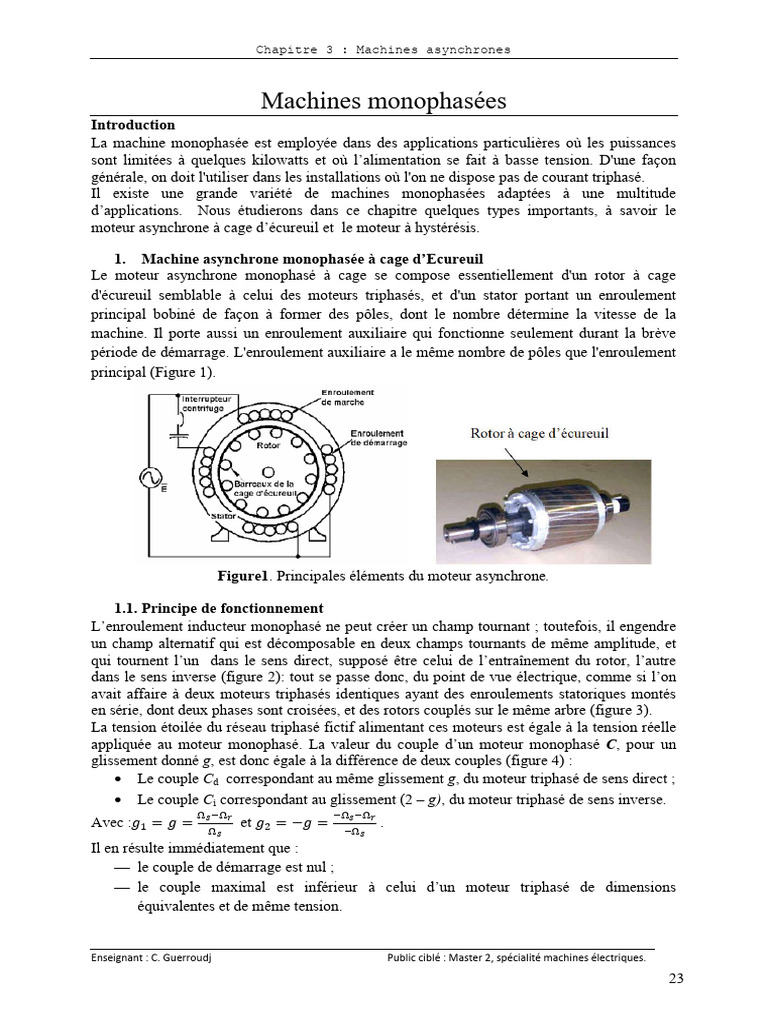 Machines asynchrones monophasées expliquées | PDF | Électrotechnique ...