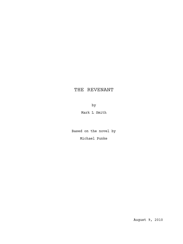The Revenant Script PDF Bears Fur Trade