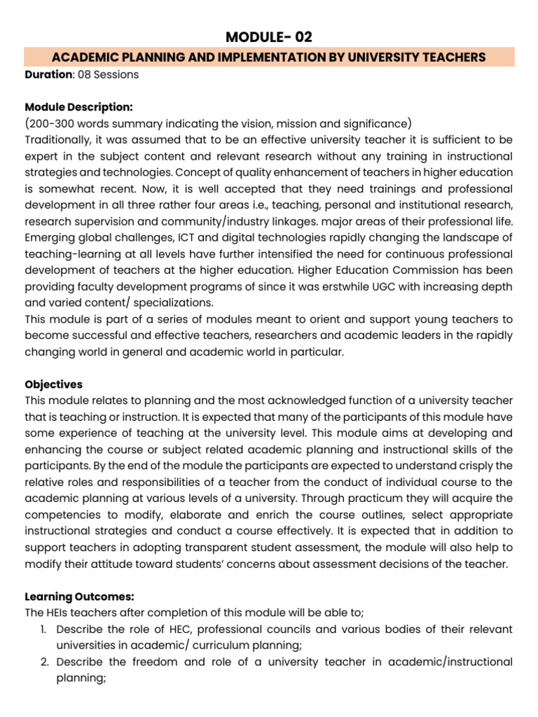 Module-2 Academic Planning and Implementation | PDF | Curriculum ...