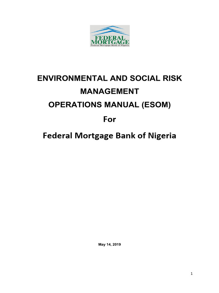 FMBN Environmental & Social Risk Manual | PDF | Mortgages | Risk Management