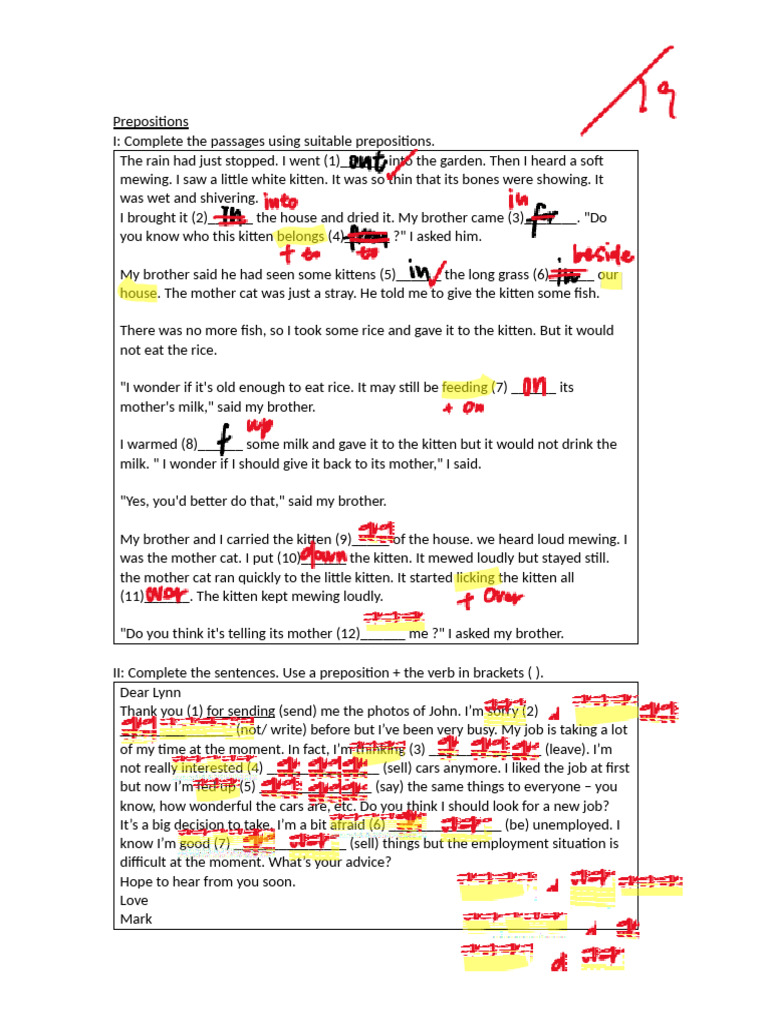 Preposition Practice for Students | PDF