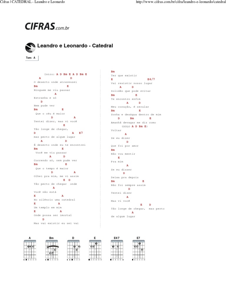 Cifras - CATEDRAL - Leandro e Leonardo | PDF | Arte | Poesia