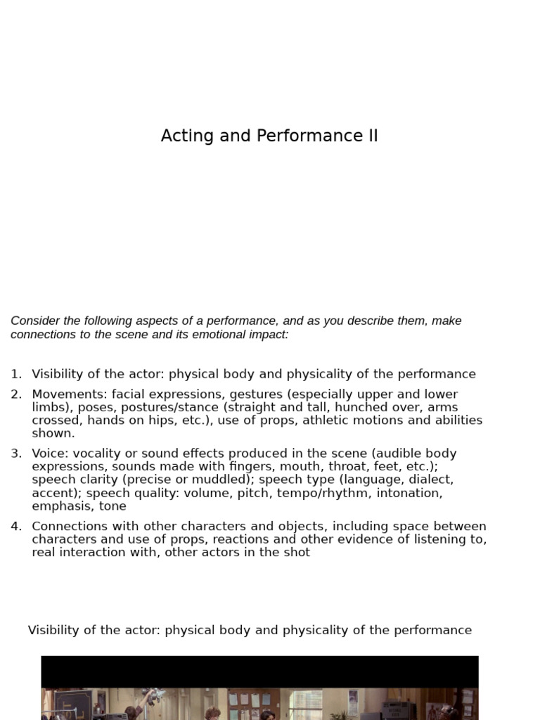 Analyzing Performance Techniques in Acting | PDF