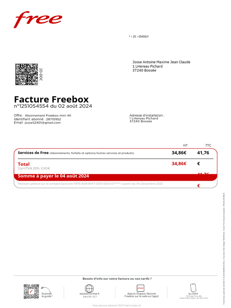 Détails de Facturation Freebox 2024 | PDF | Taxe sur la valeur ajoutée ...