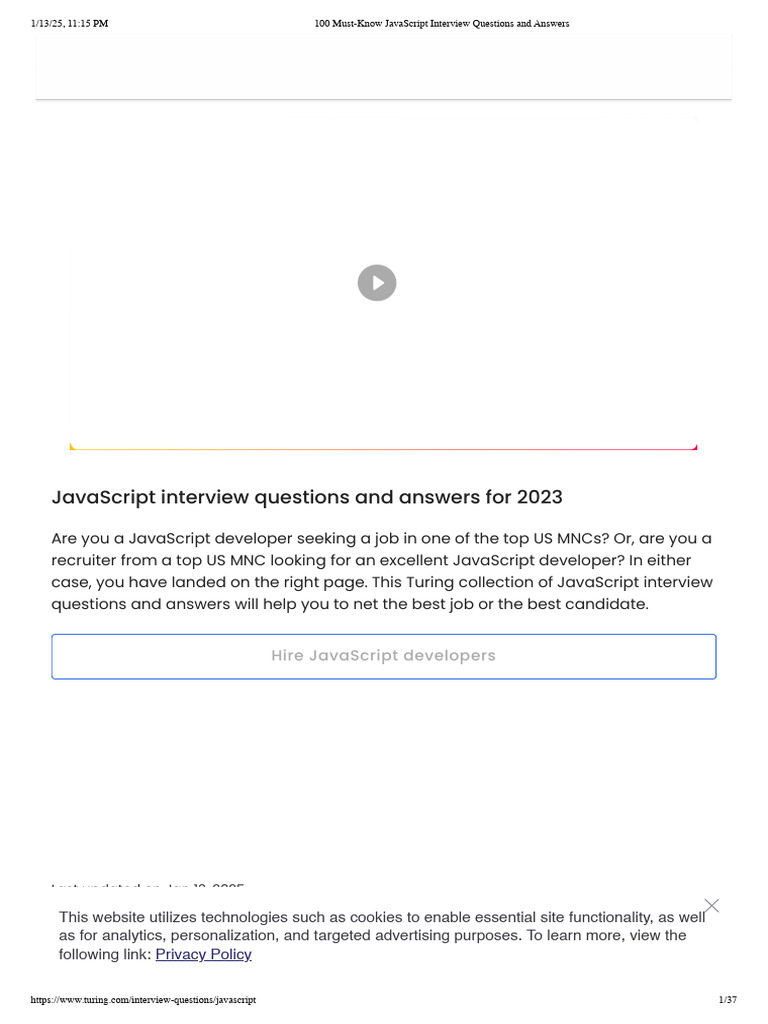 JavaScript Interview Q&A for 2023 | PDF | Java Script | Anonymous Function