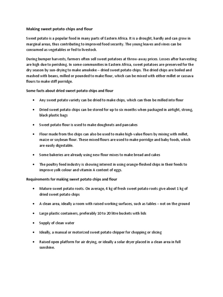 Making Sweet Potato Chips and Flour PDF Sweet Potato Potato Chip