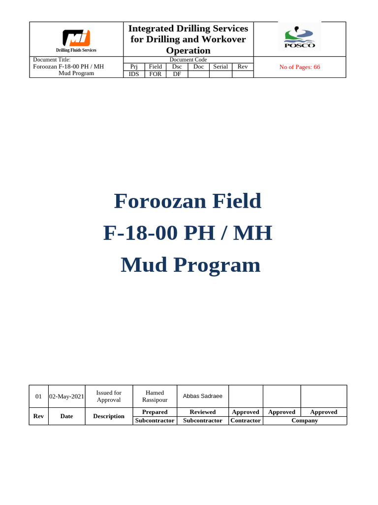 Foroozan F-18-00 Mud Program Overview | PDF | Casing (Borehole) | Materials
