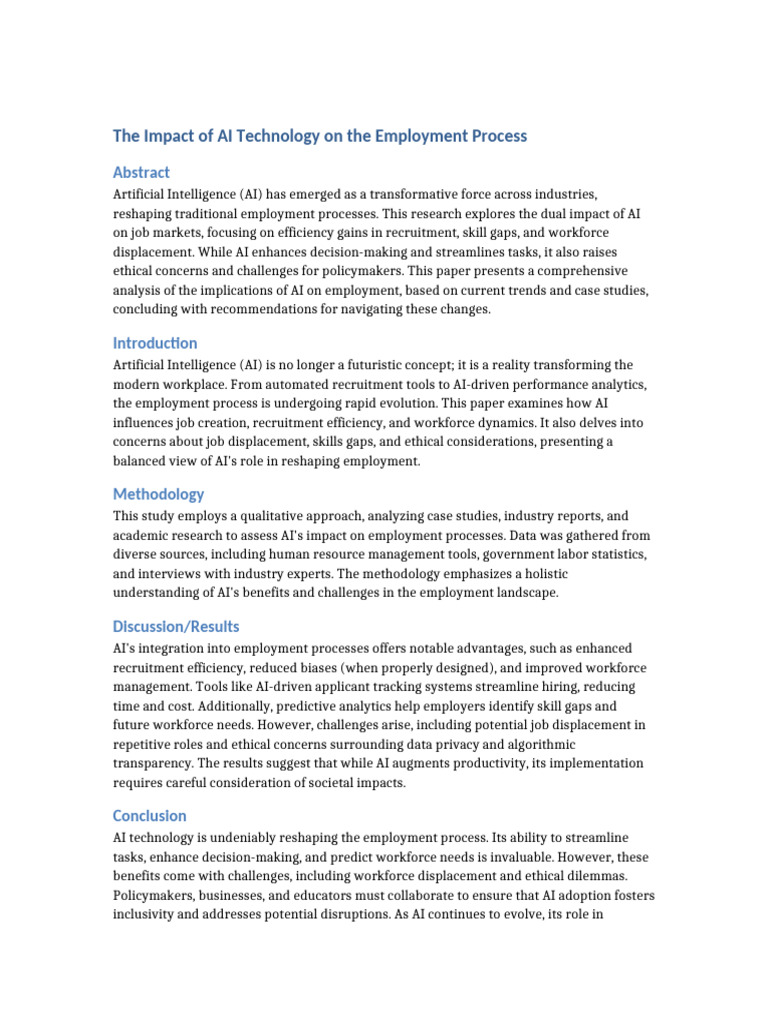 Impact of AI On Employment | PDF | Artificial Intelligence ...