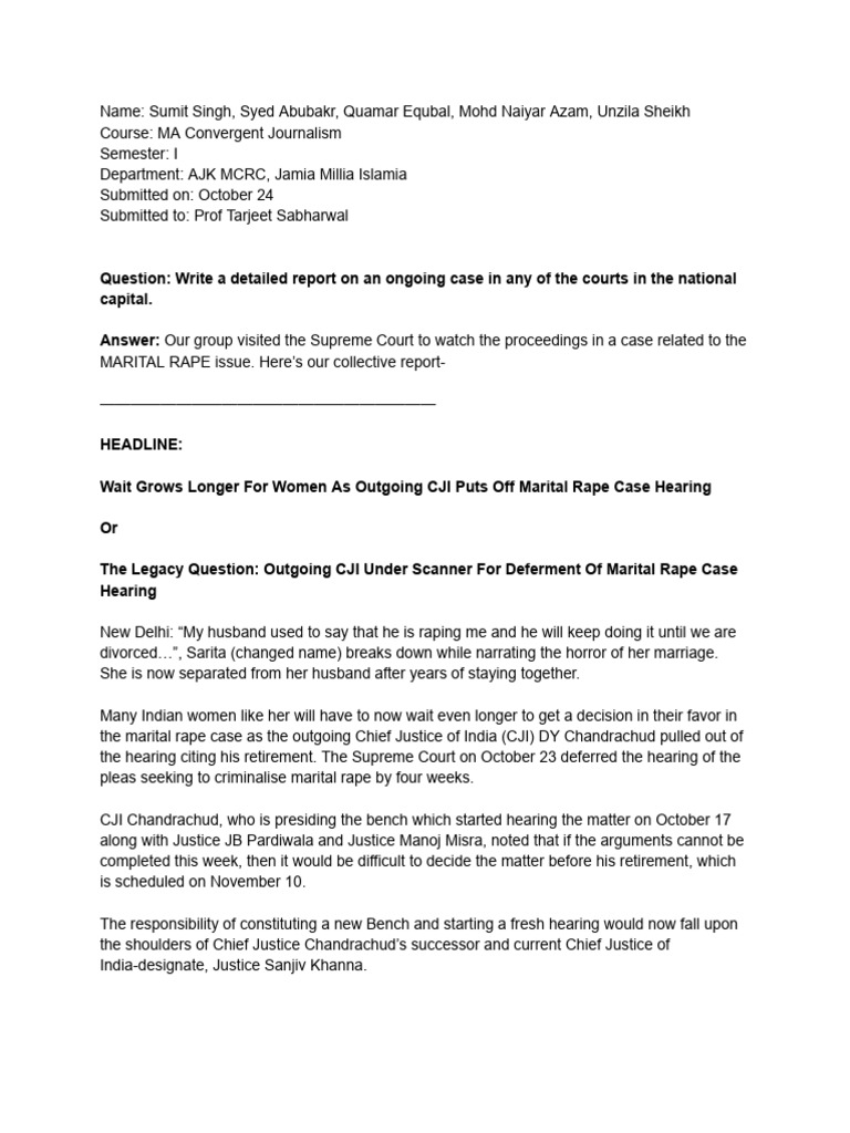 Marital Rape Legal Report | PDF | Rape | Sexual Assault
