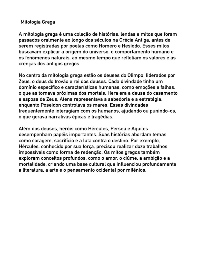 Introdução à Mitologia Grega | PDF