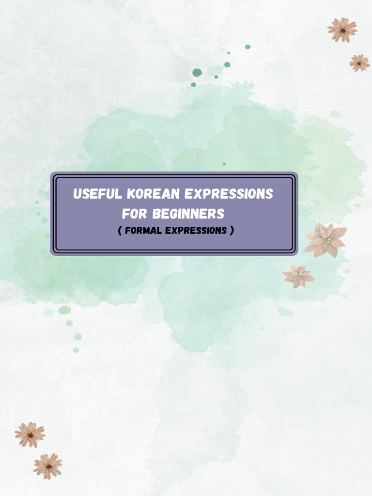 Useful Korean Expressions For Beginners Pdf