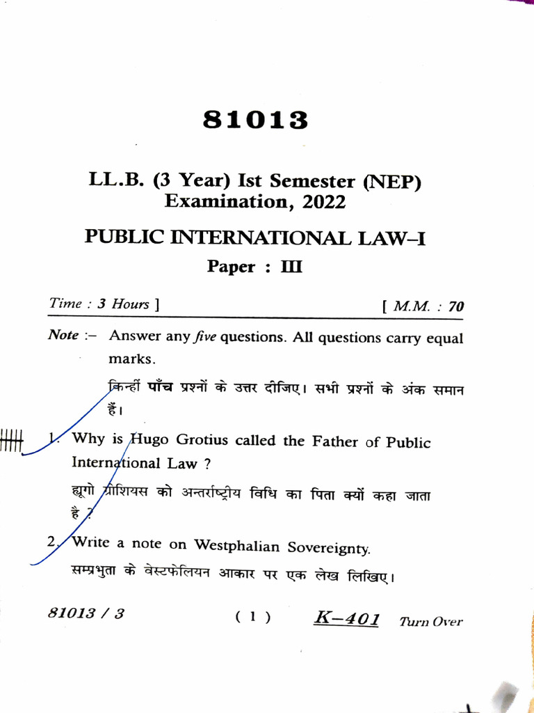 Public International Law Exam Questions | PDF