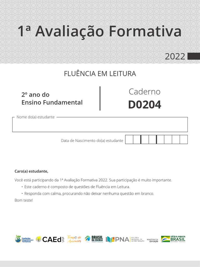 Avaliação de Fluência em Leitura 2º Ano | PDF