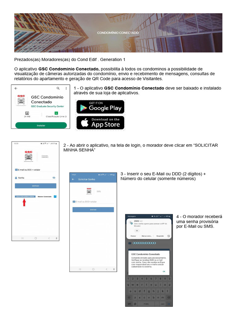 Como Usar o App GSC Condomínio Conectado | PDF