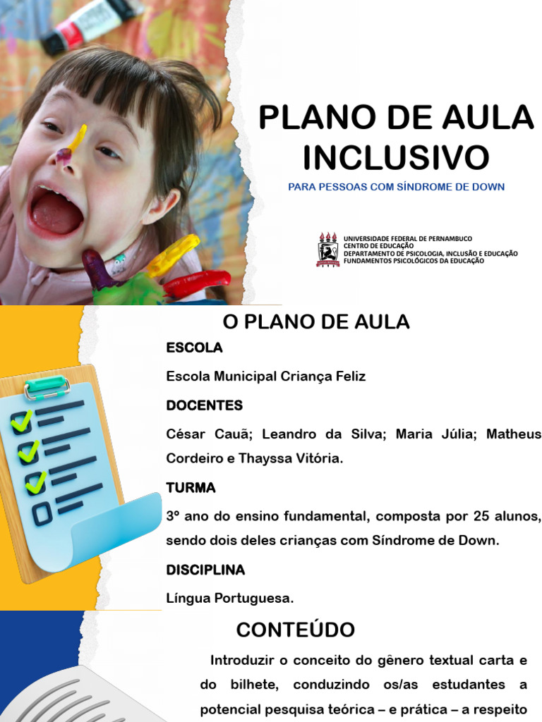 Plano de Aula Inclusivo: Cartas e Bilhetes | PDF | Lição | Psicologia