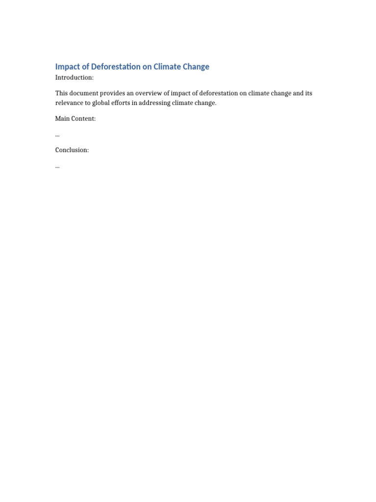 Impact of Deforestation On Climate Change | PDF