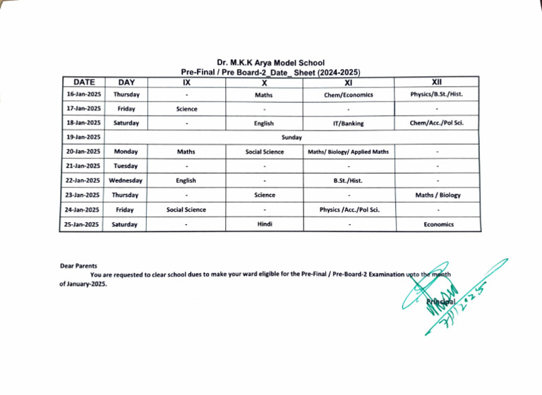 Pre Board 2 Datesheet 2024 | PDF