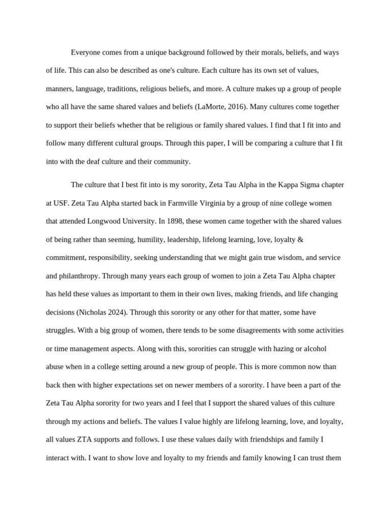 Deaf Culture Paper | PDF | Deafness | Fraternities And Sororities