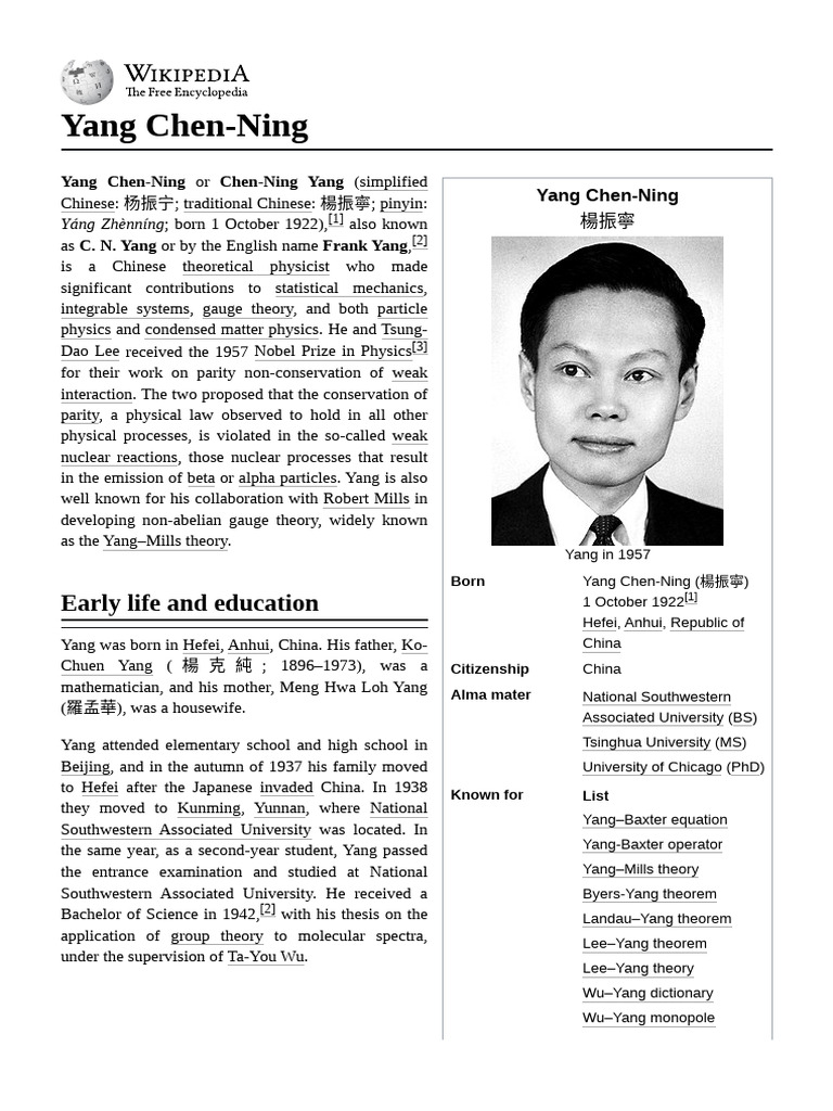 Yang chen ning pdf theoretical physics quantum field theory