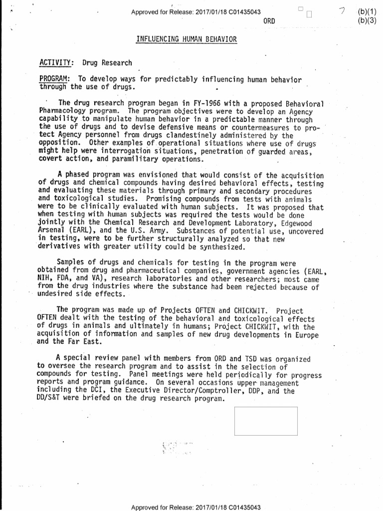 CIA Document On Influencing Human Behavior | PDF | Pharmacology ...