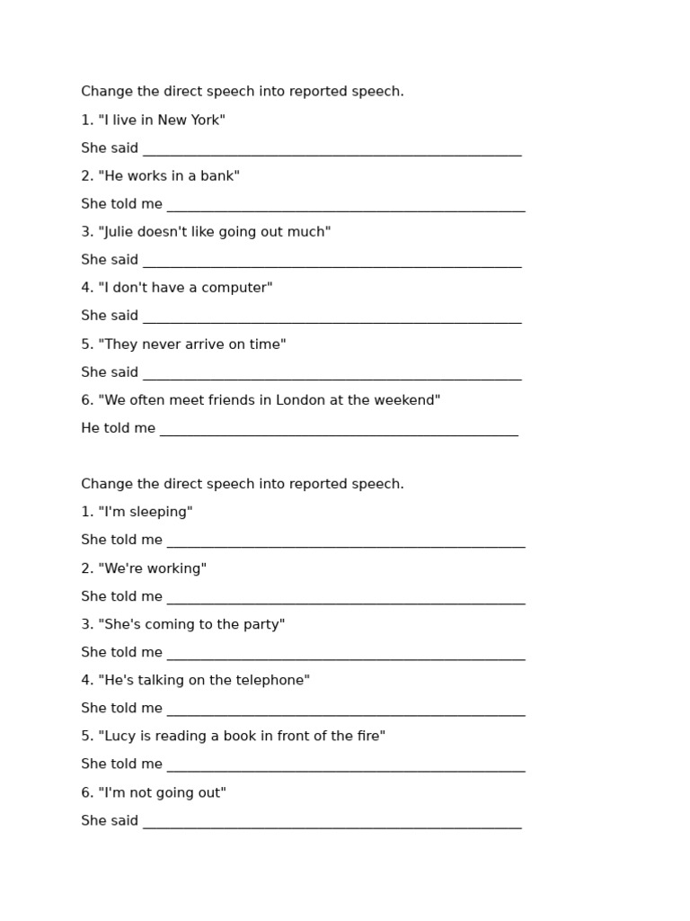 Repoterd Speech Worksheet | PDF