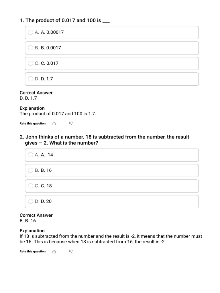 JSS2 Mathematics Exam Questions & Answers | PDF | Decimal | Numbers