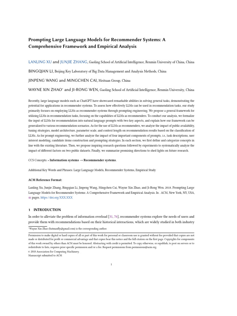 Prompting LLM For RecSys | PDF | Simulation | Information