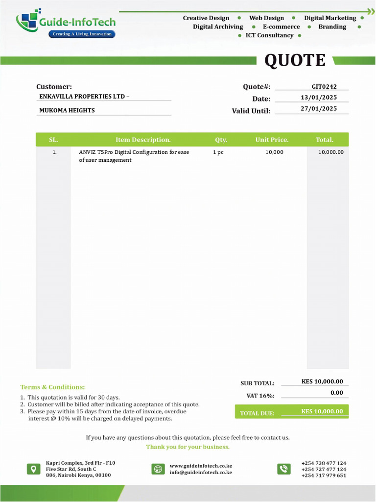 ENKAVILLA - Mukoma Access Control Quotation | PDF