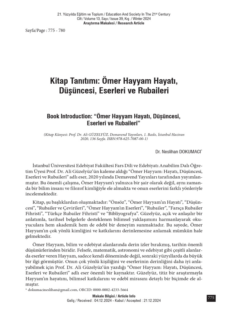 Mer Hayyam Hayati, D - Nces - , Eserler - Ve Ruba - Ler - (#1604849 ...