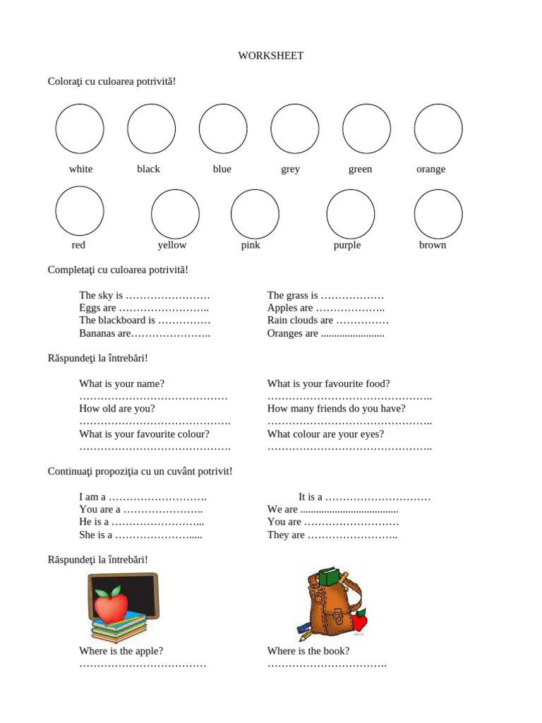 Colours Worksheet | PDF