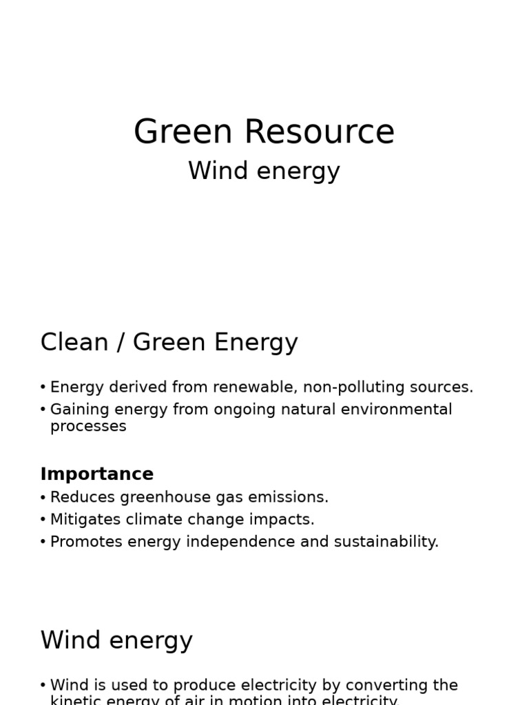 Green Resource, Wind Energy | PDF | Wind Power | Wind Turbine