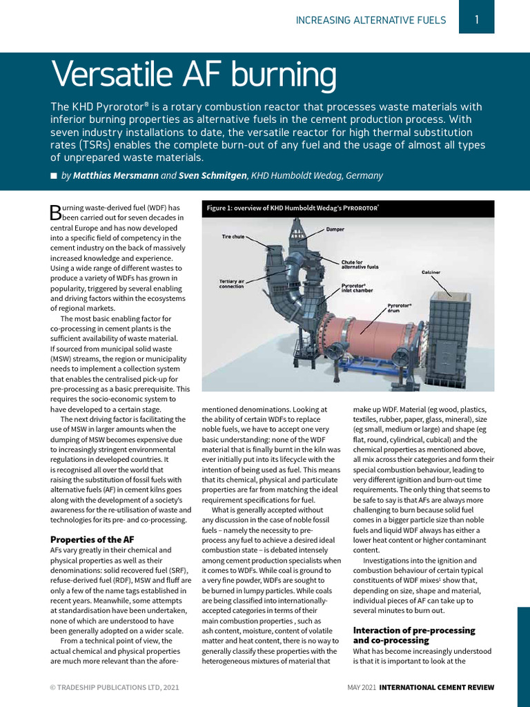 KHD Pyrorotor®: Advanced Waste Fuel Reactor | PDF | Cement | Combustion