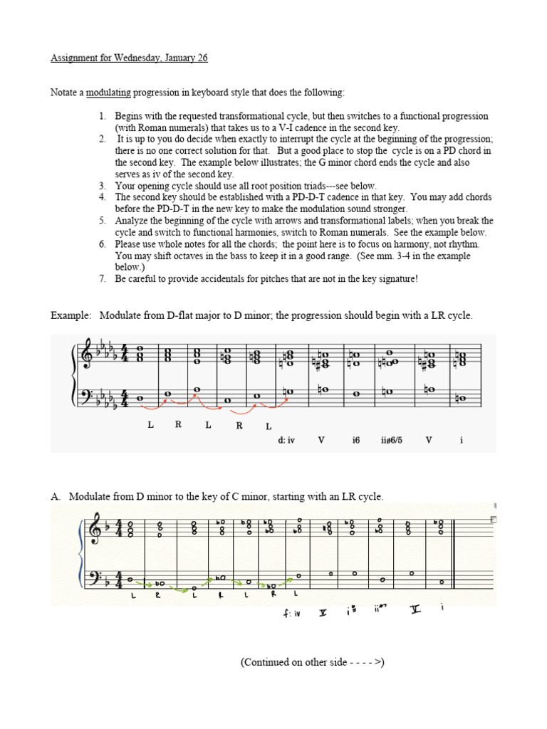 Keyboard Modulation Assignment Guide | PDF | Chord (Music) | Harmony