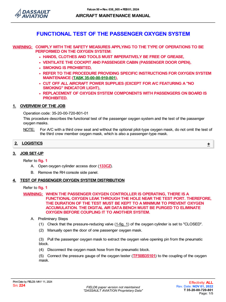 Passenger Oxygen System Testing Guide | PDF | Valve | Oxygen