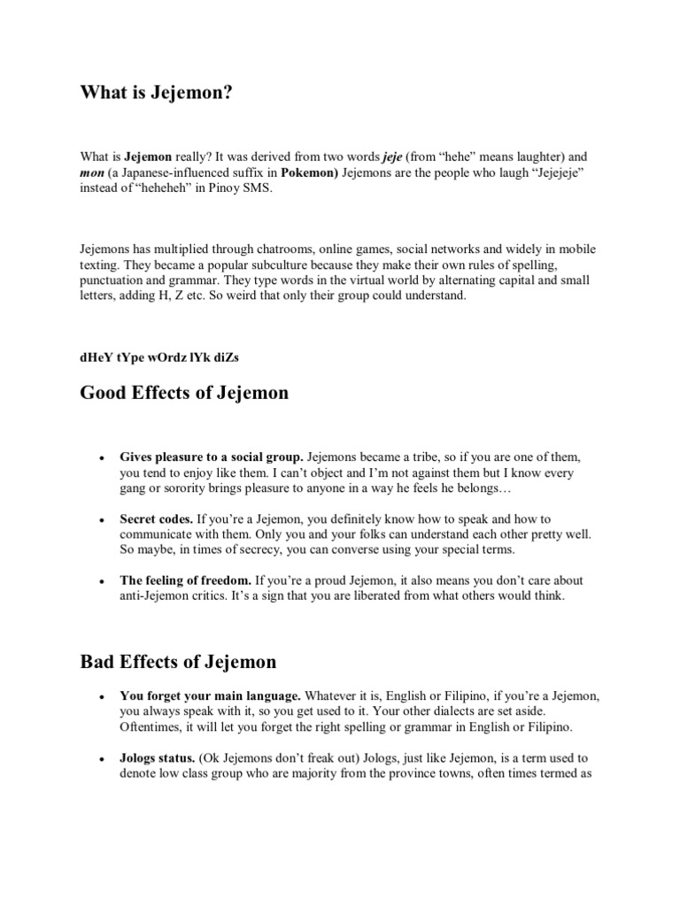 What Is Jejemon | PDF | Human Communication | Sexual Orientation