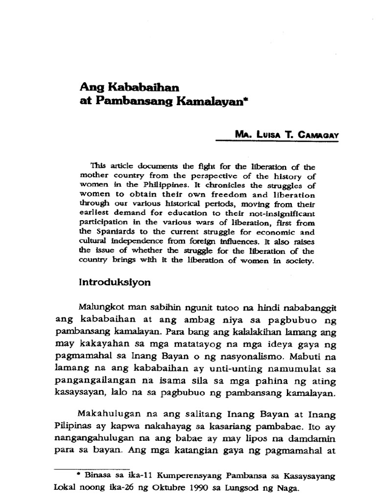 Kababaihan at Pambansang Kamalayan Camagay | PDF