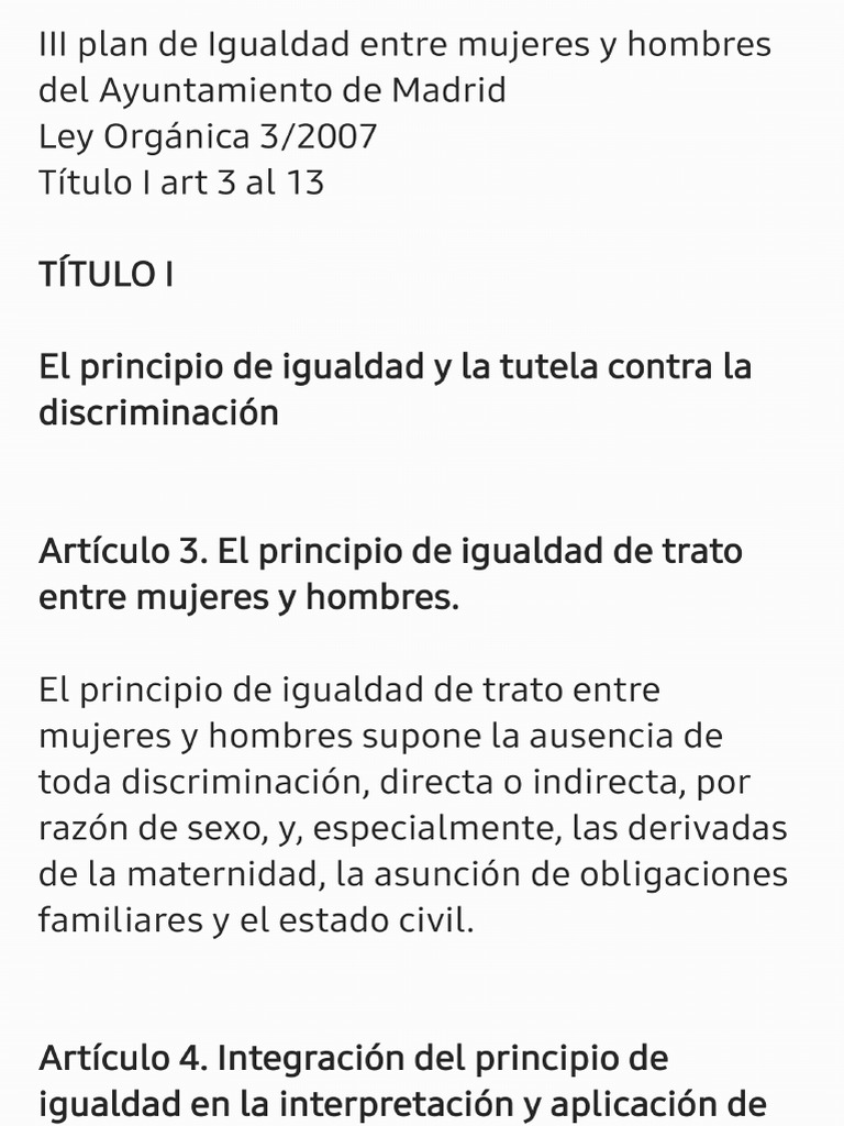 III Plan de Igualdad Entre Mujeresyhombres AytoMa | PDF