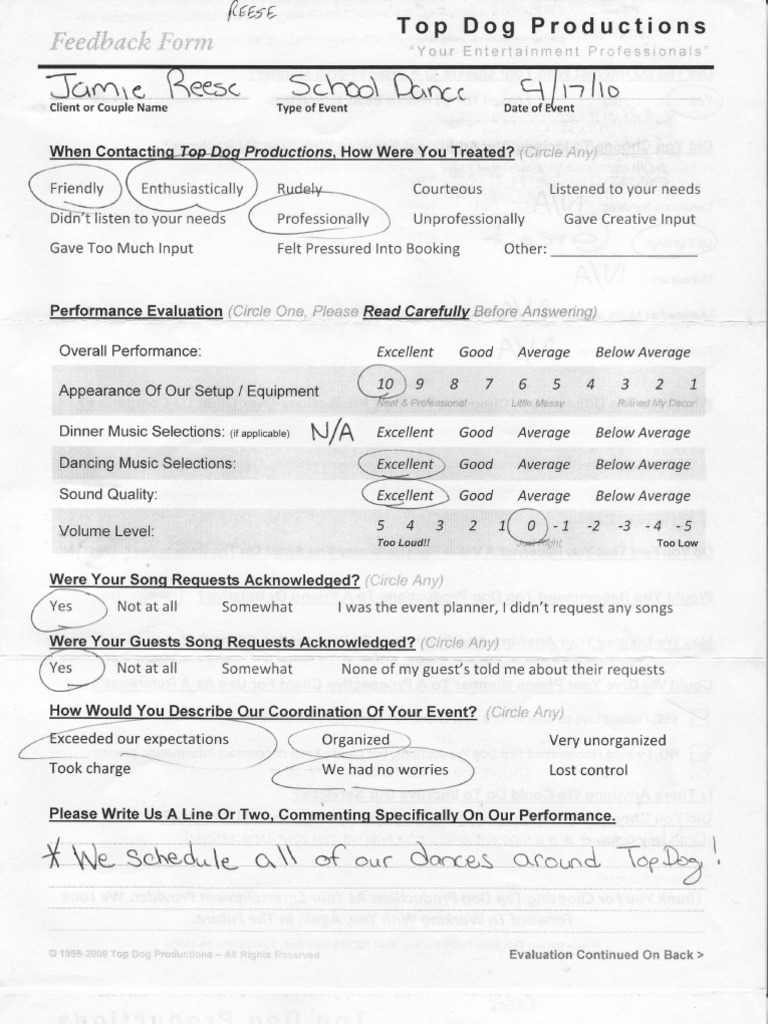 DJ Performance Evaluation Form | PDF