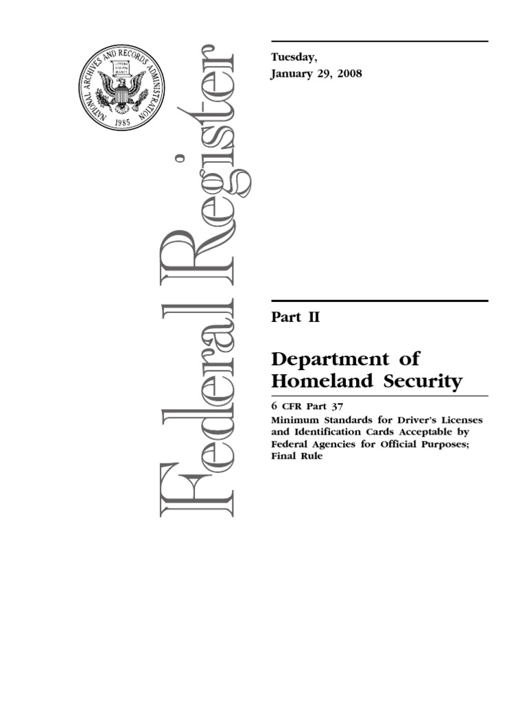 Real Id Final Reg | PDF