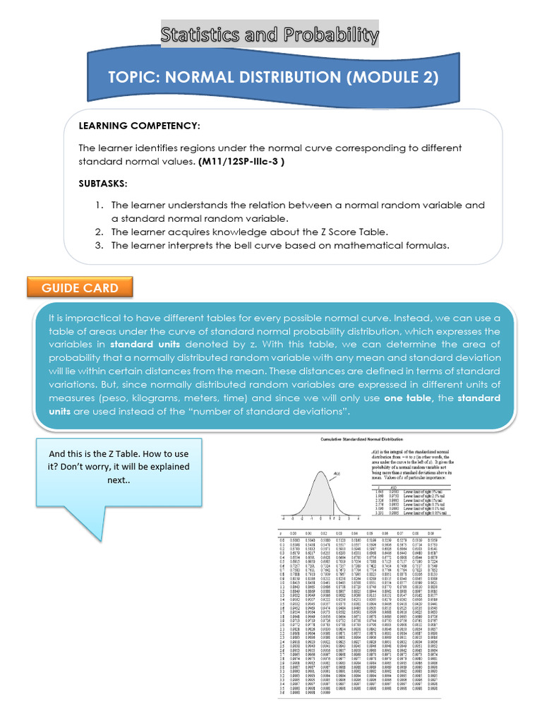 Understanding the Z-Score Table | PDF | Standard Score | Normal ...