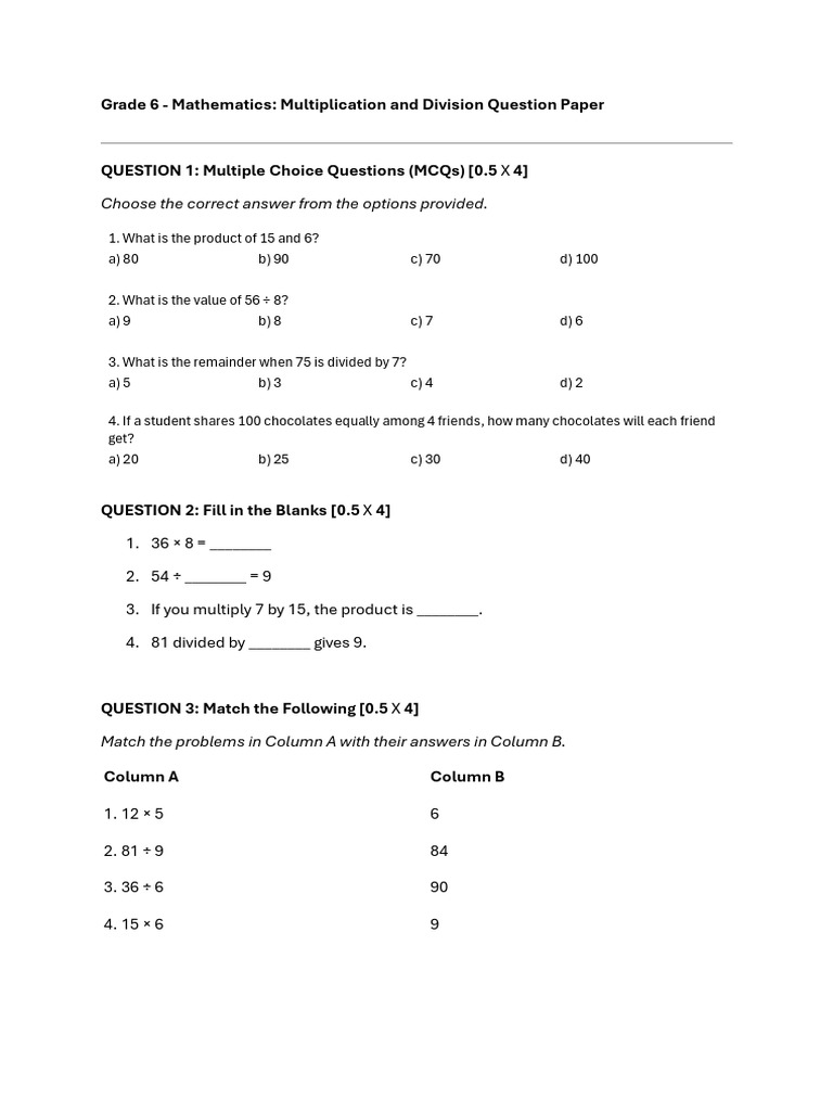 Class 6th Maths | PDF