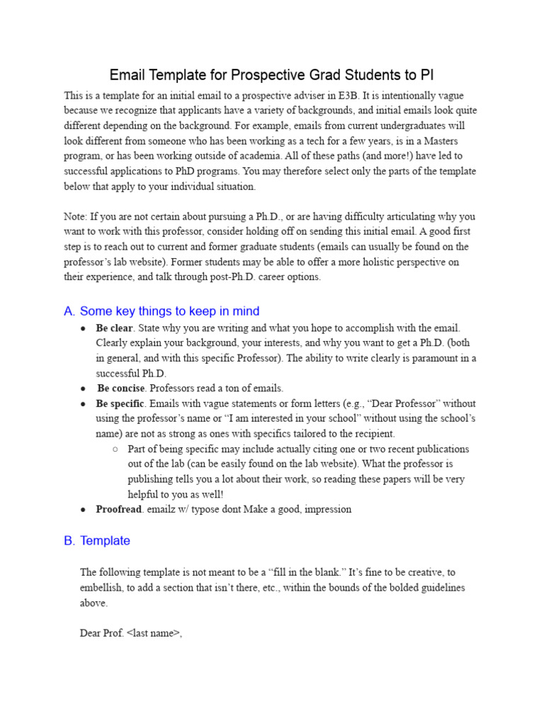 Email Template for Grad Student Outreach | PDF | Doctor Of Philosophy ...