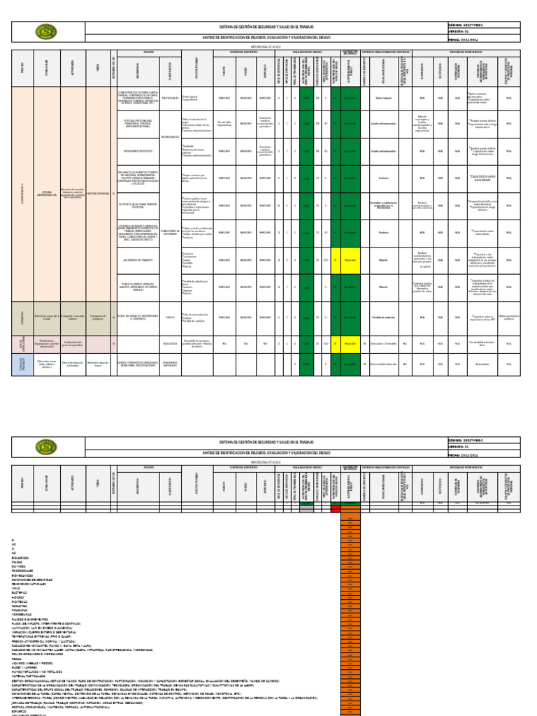 Matriz de Riesgos en Seguridad Laboral | PDF | Estrés (biología ...