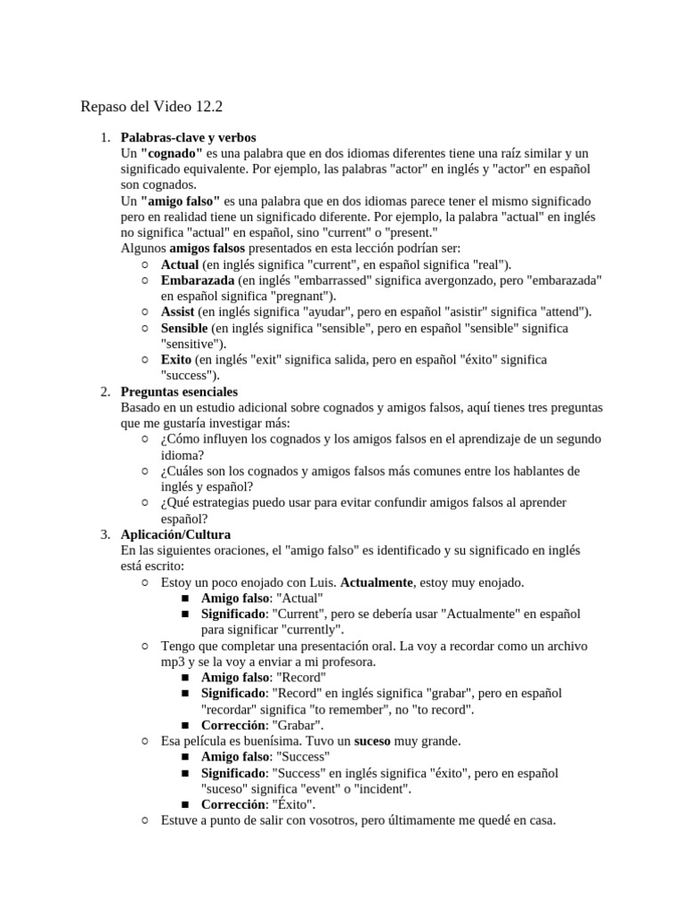 Repaso Del Video 12.2 | PDF | Lingüística | Comunicación humana