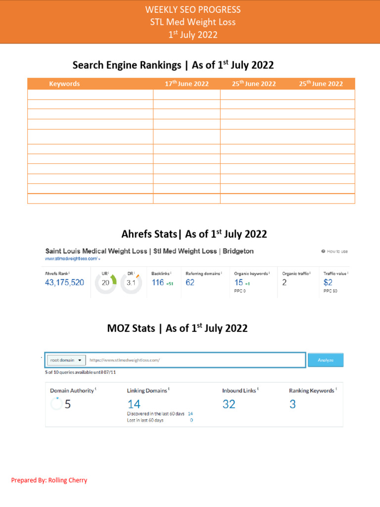 Weekly SEO Report for STL Med Weight Loss | PDF