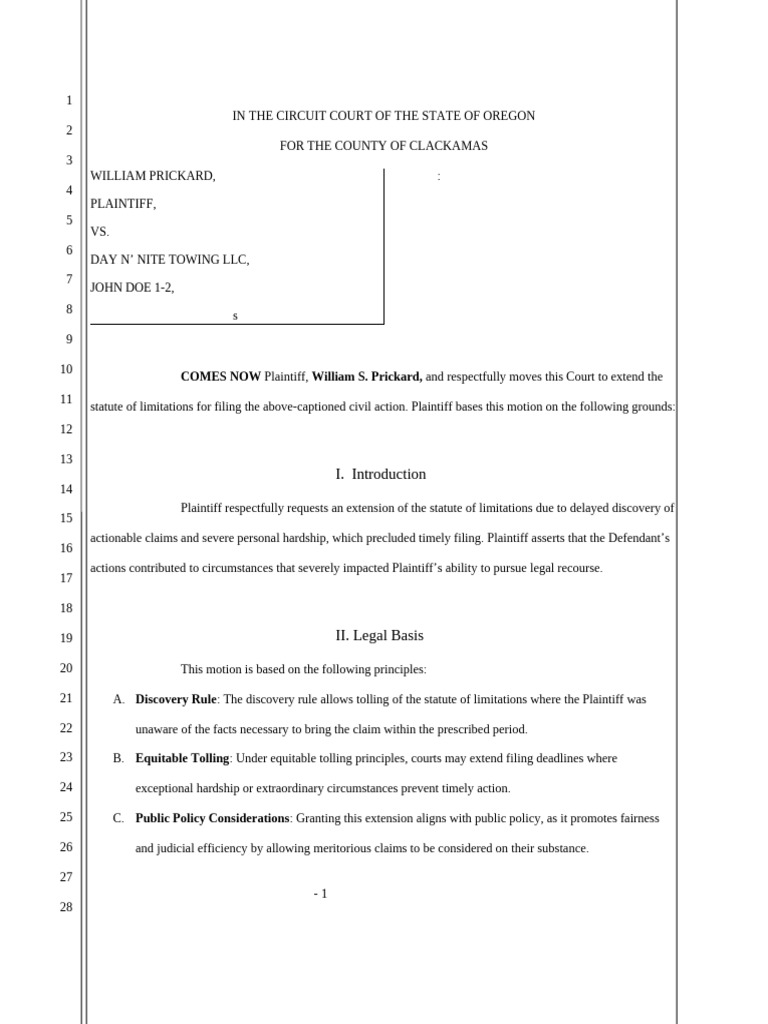 03 - Motion To Extend | PDF | Statute Of Limitations | Justice