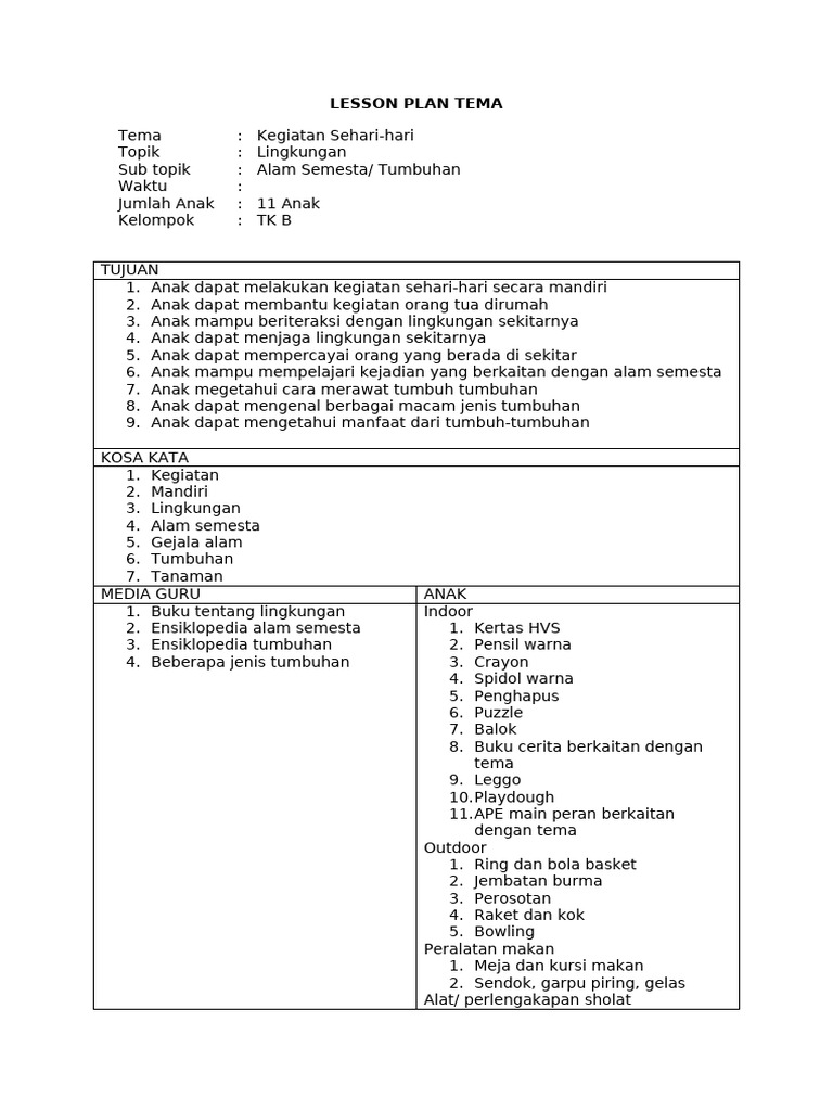 LESSON PLAN TEMA | PDF